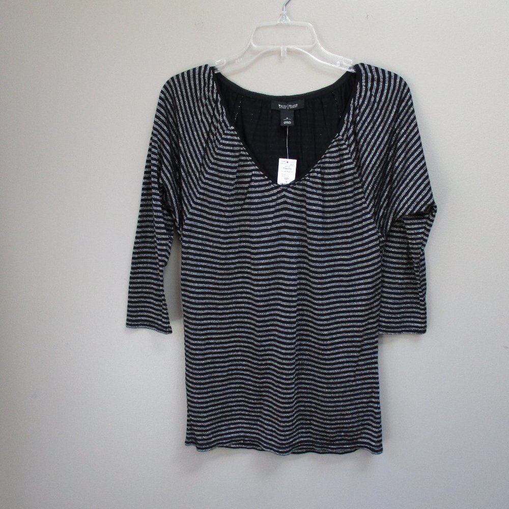 White House Black Market Striped Black Silver